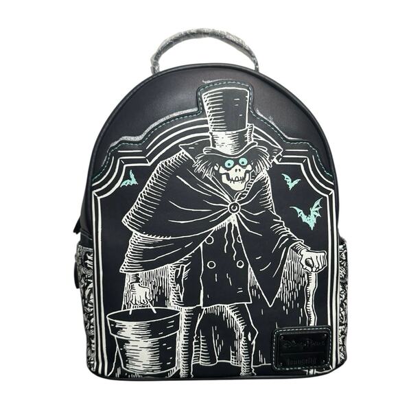 Loungefly Disney Parks Haunted Mansion Hat Box Ghost GLOWS Mini Backpack NWT - Picture 1 of 7